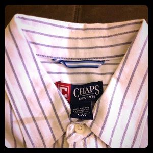 CHAPS Casual blue & white button down shirt